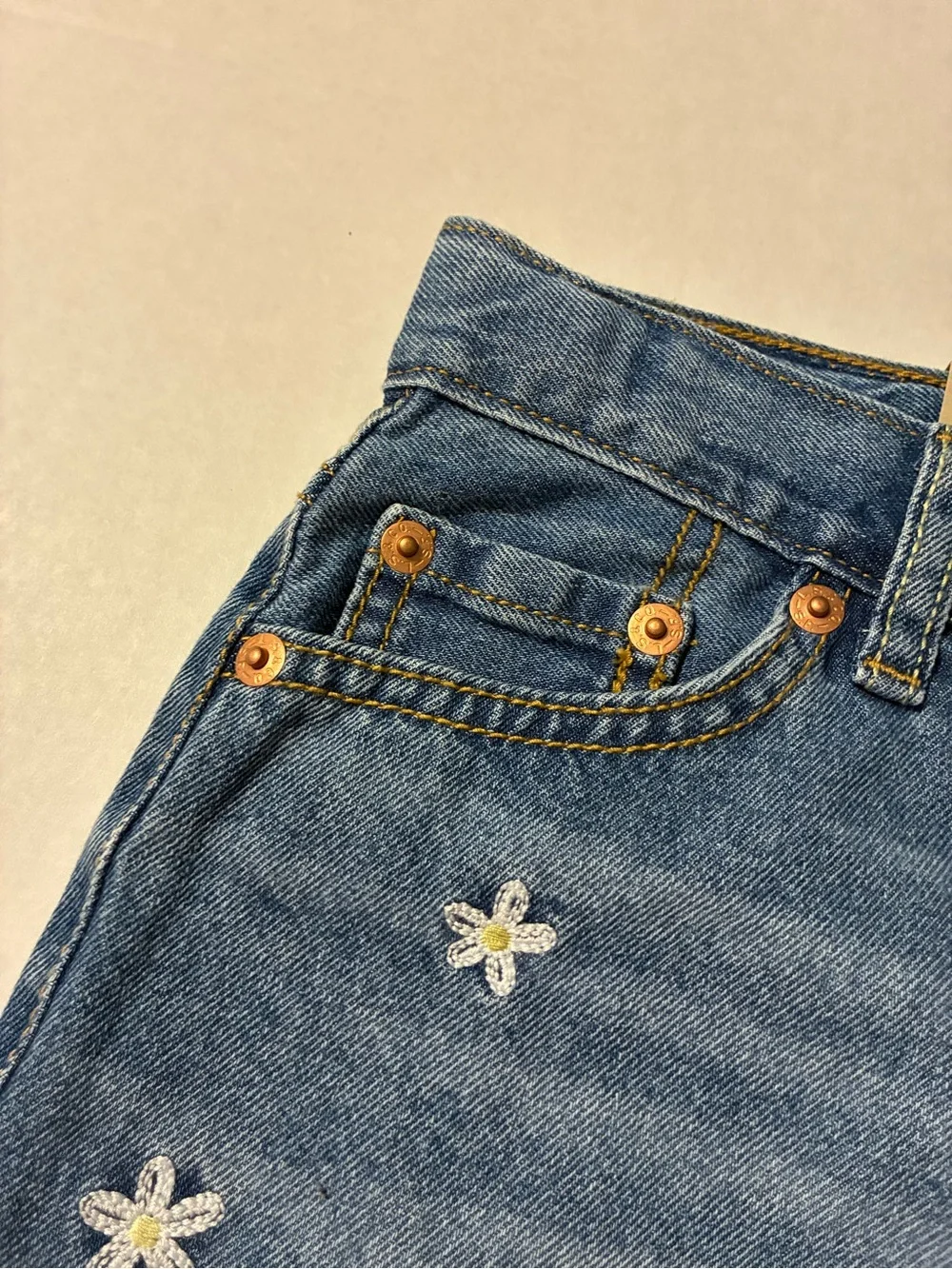 Levi’s Floral Embroidered High-Rise Girlfriend Shorts Girl’s size 8 Medium
